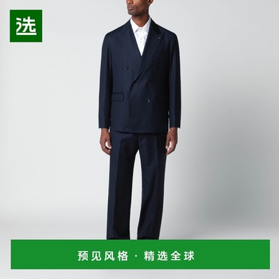 1h可退 香港直邮Tagliatore 男士 蓝色羊毛双排扣套装 2SNY10BNT0