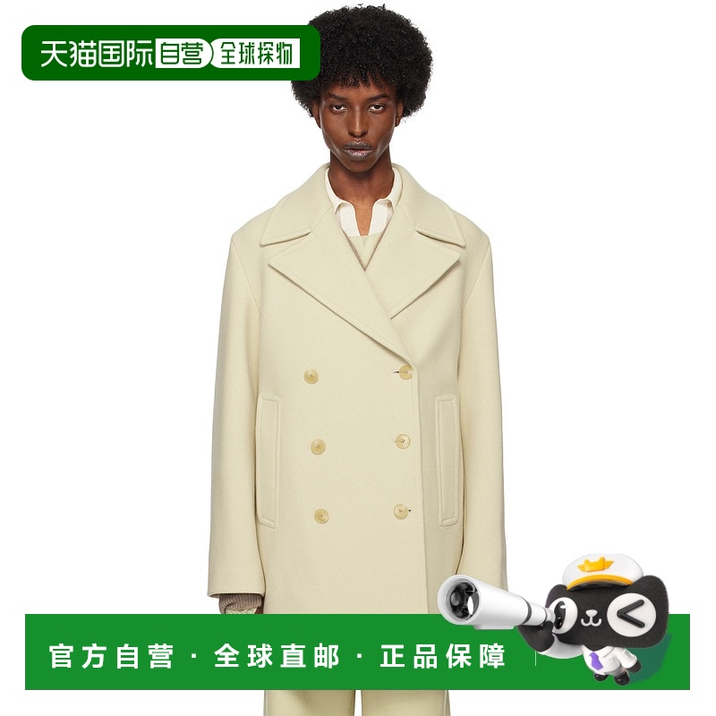 1h可退 香港直邮AURALEE 男士 绿色 Sponge 双排扣大衣 A24AC02SB
