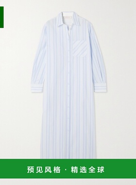 1h可退 香港直邮chloe 女士 条纹棉质府绸中长衬衫式连衣裙 CHS23