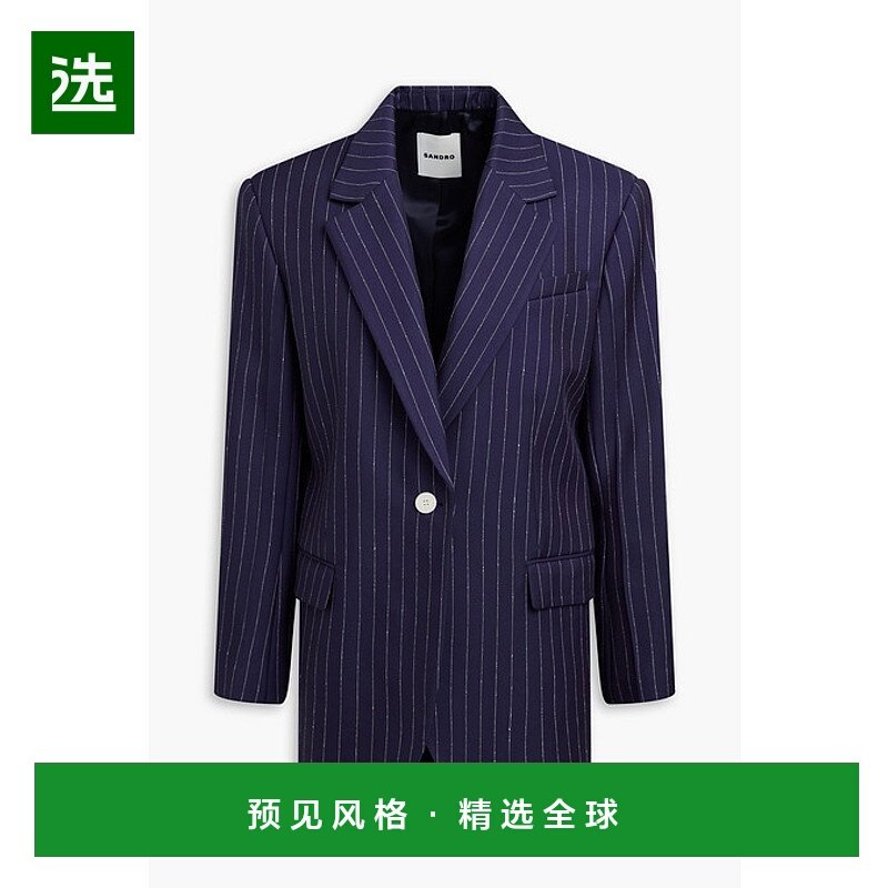 1h可退 香港直邮Sandro 女士 细条纹斜纹布西装外套 SFPVE00989BL,女装/女士精品,风衣,淘宝优惠券,粉丝福利购,淘宝优惠卷