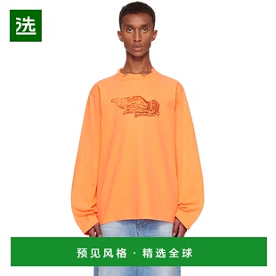 艾克妮 男士 橙色印花长袖 1h可退 恤 Studios 香港直邮Acne