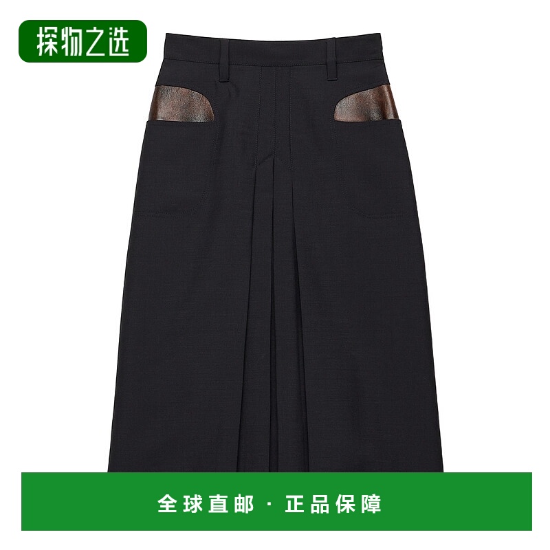 香港直邮Prada 腰带环半身裙 P132WE12I1SOOO长裙a字裙