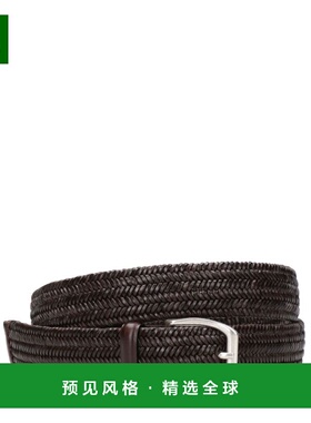 1h可退 香港直邮Orciani 男士 宽编织腰带 U07187 black黑色 舒适