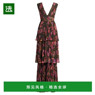 1h可退 【美国直邮】Amur Fluer 花卉褶皱无袖礼服 女装连衣裙 修