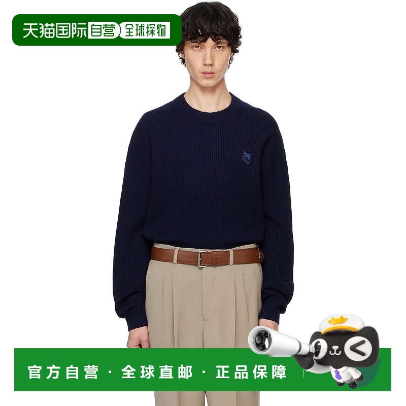 1h可退 香港直邮MAISON KITSUNE 男士 海军蓝 Bold Fox Head Patc