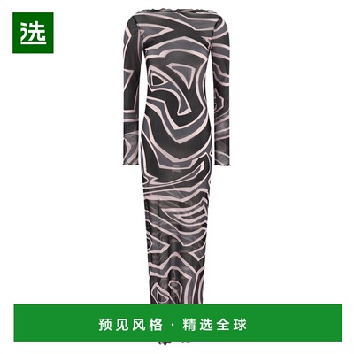 1h可退 香港直邮Emilio Pucci 璞琪 女士 抽象印花圆领长裙 5UJI3