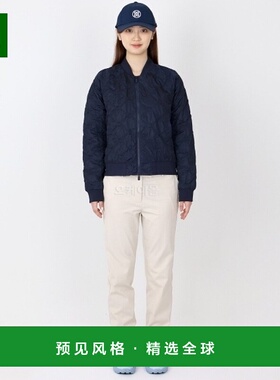 韩国直邮G/Fore高尔夫挡风夹克衫蓝色罗纹领压纹飞行员保暖时尚
