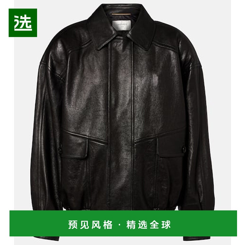 1h可退 香港直邮Saint Laurent 圣罗兰 女士 宽松款皮革夹克皮衣