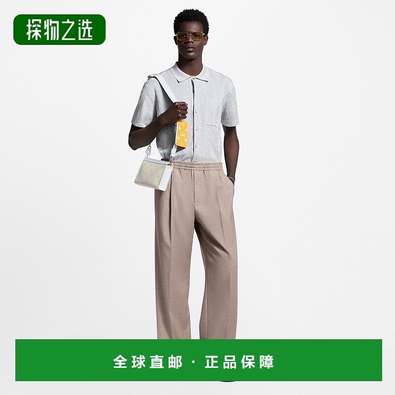 自营欧洲直邮LV路易威登 男士静谧灰色棉条纹短袖衬衫