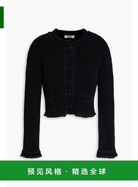 1h可退 香港直邮Sandro 女士 短款洞眼针织针织开衫 SFPCA01083BL