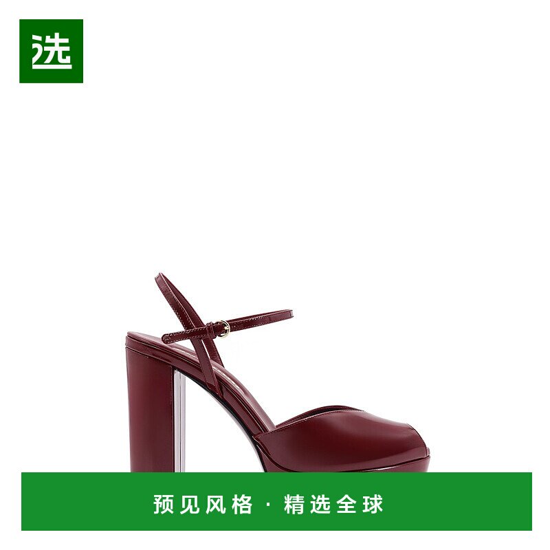 1h可退 香港直邮Miu Miu 缪缪 女士 酒红色皮质凉鞋 5XP912F11006