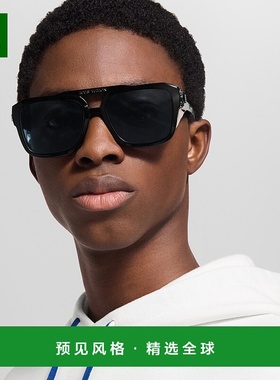 1h可退 欧洲直邮LV路易威登 Frog男士黑色醋酸纤维飞行员太阳镜