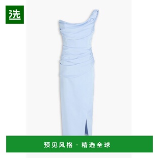 1h可退 香港直邮Rachel Gilbert 女士 Duke 单肩垂褶缎面中长连衣
