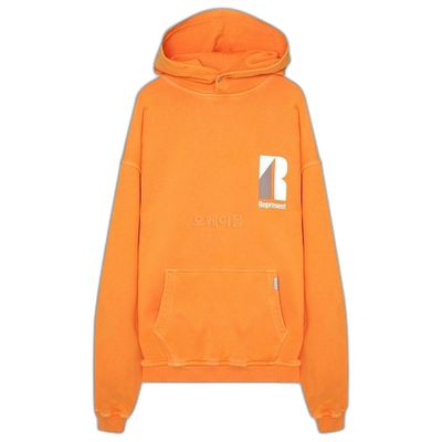 韩国直邮REPRESENT M04278 322 连帽拉链衫前后面印刷金属logo细