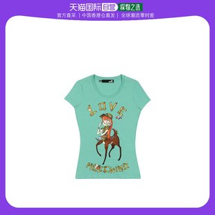 W4B193R 香港直邮MOSCHINO T恤 E1698 女士湖蓝色小马女孩短袖 S75