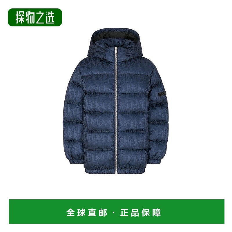 欧洲直邮Dior 迪奥 儿童蓝色帆布羽绒服