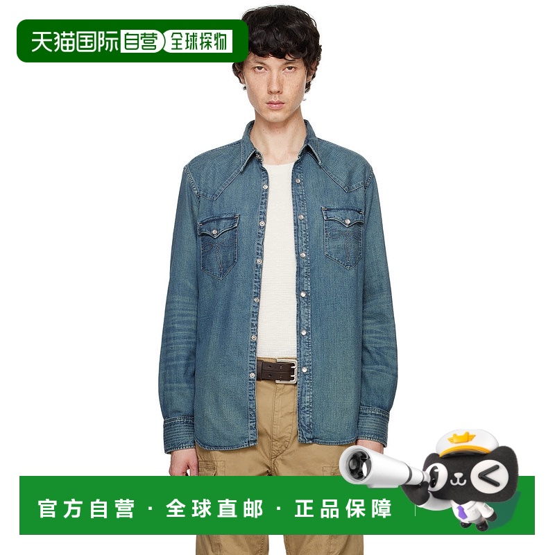 1h可退 香港直邮RRL 拉夫·劳伦RRL 男士 蓝色 Slim Fit Western