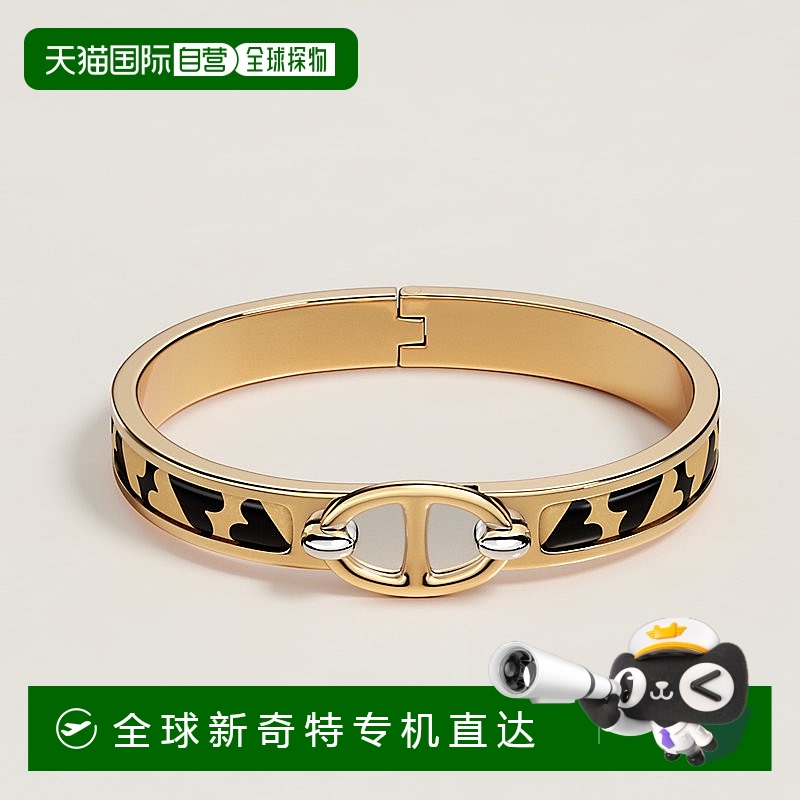 1h可退 欧洲直邮Hermes/爱马仕 女士金色/黑色珐琅Mini Clic扑克