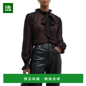 美国直邮 荷叶边真丝长袖 frame 1h可退 女士 衬衫 时尚 舒适流行