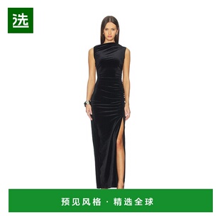 1h可退 香港直邮GOOD AMERICAN 女士 天鹅绒高领长款连衣裙 GDK03