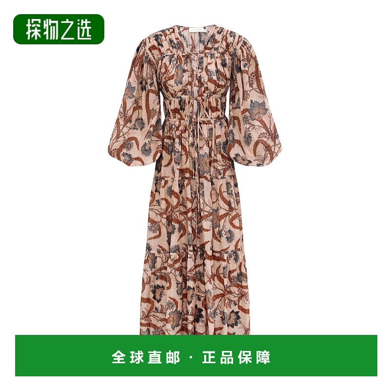香港直邮Zimmermann Ascension Tie Billow Maxi 连衣裙 ASCENSIO