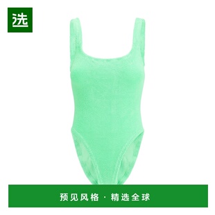 1h可退 香港直邮HUNZA G 女士 连体泳衣 SSQUARECRLIME green绿色