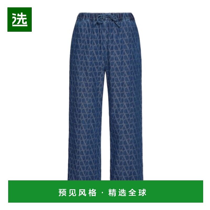 香港直邮Valentino 图标印花棉质牛仔裤 5B3DD14Z8M9女装直筒裤