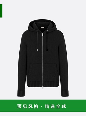 欧洲直邮Christian Dior克里斯汀·迪奥连帽运动衫黑色长袖带拉链