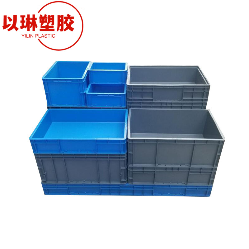 加厚欧标EU箱带盖塑料周转箱汽配工业物流箱仓库车间中转塑胶箱