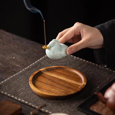 马摆件香爱插香座线薰香插青瓷室创意可小马香ENS炉茶桌面摆件茶