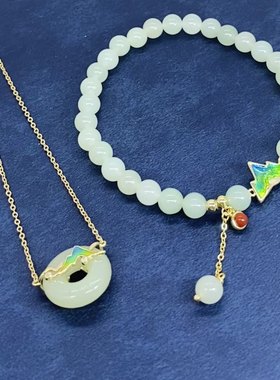 新款千里江山项链s925纯银轻奢手串国风小清新和田玉项链批发