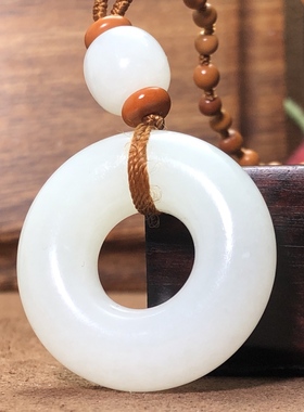 天然白玉平安扣吊坠山料羊脂玉