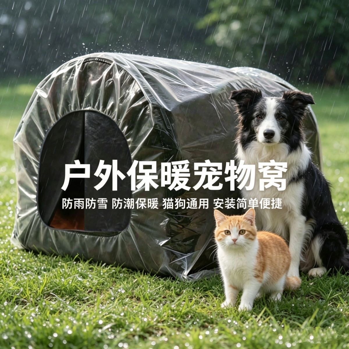 保暖宠物窝带门帘猫狗窝户外防寒防雨防风防雪室外遮雨棚耐脏流浪