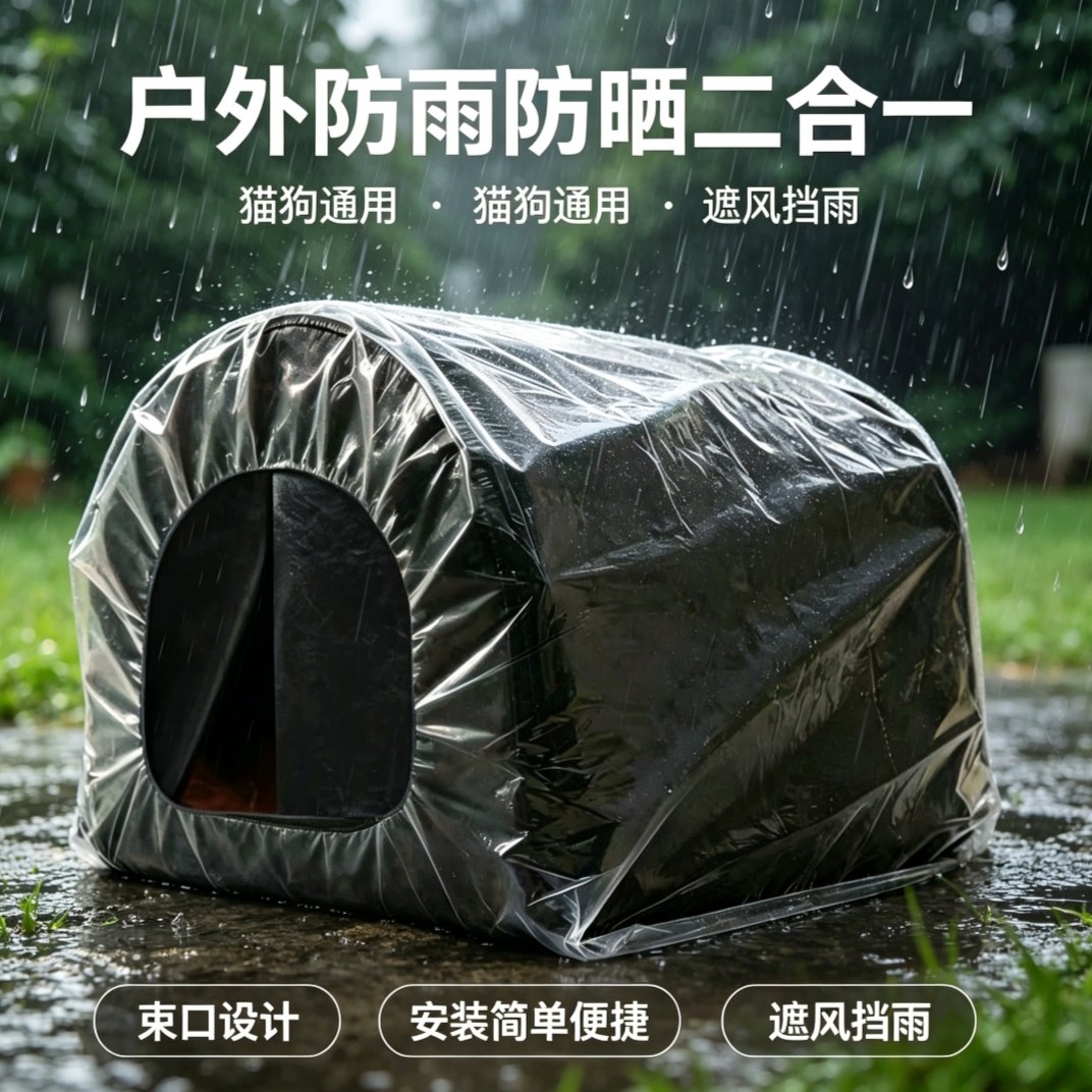 带门帘猫狗窝户外四季防雨宠物窝防风室外窝遮雨棚耐脏流浪遮阳