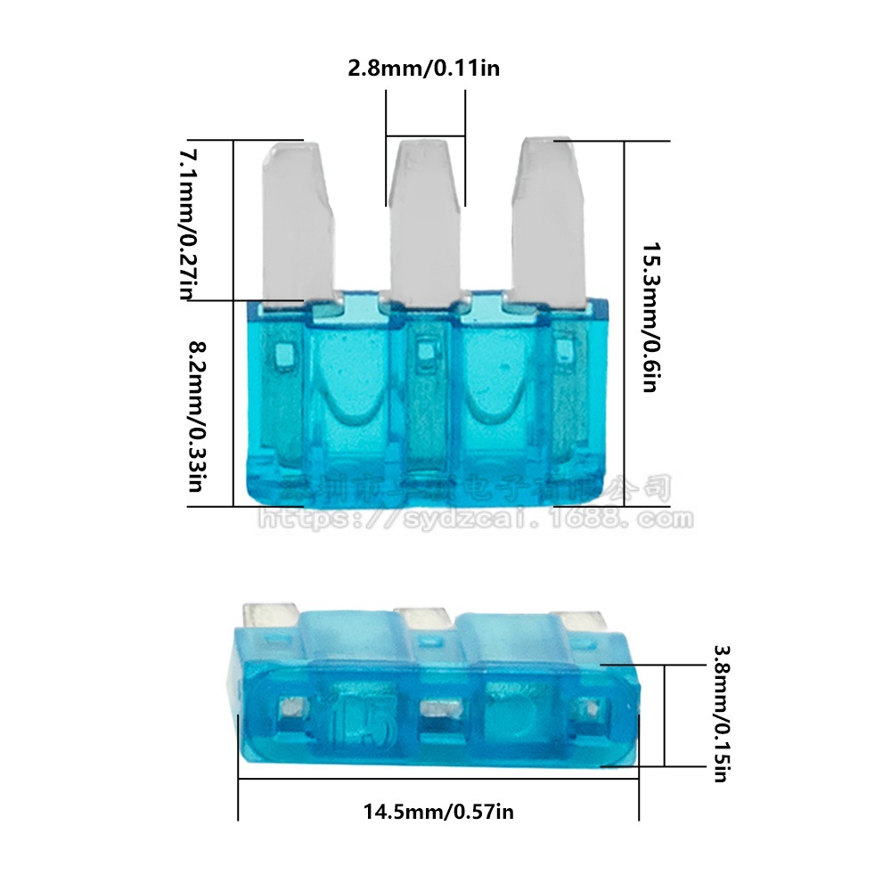 三脚保险丝插片熔断器10A15A20A直插式快速熔断5A-30A汽车保险丝
