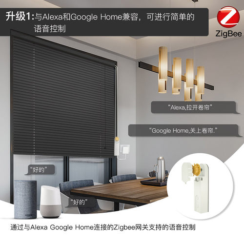 ZIGBEE智能家居拉绳窗帘电机app语音定时拉绳窗帘智能电机
