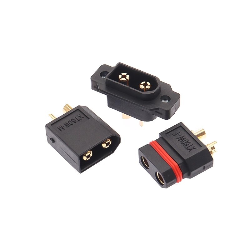 XT60EW-M公头 防水黑色镀金螺孔可固定3.5mm航模锂电池插头