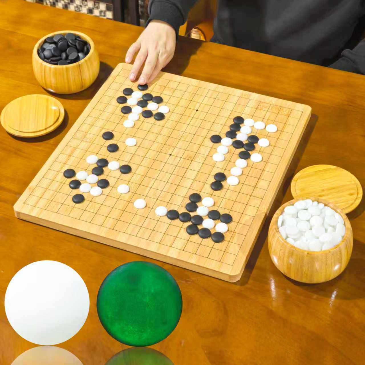 云窑子围棋楠竹棋盘套装新云子玉石围棋正宗云南黑白棋子竹子棋罐