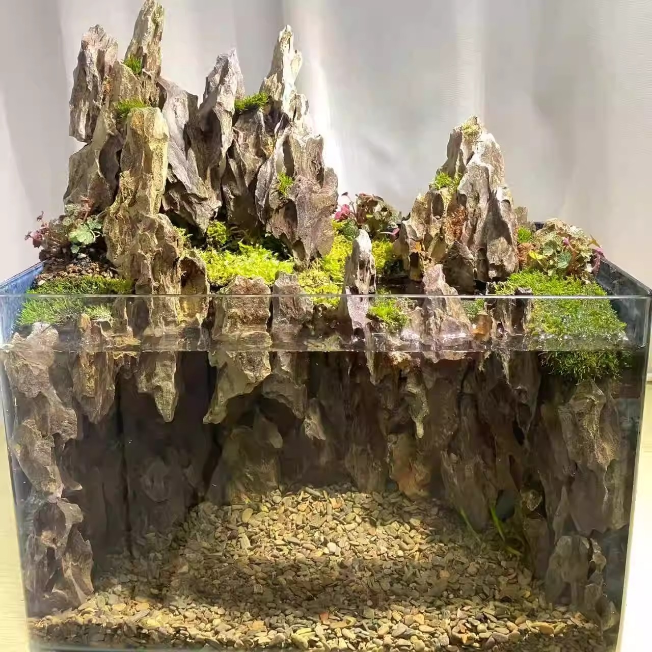 原生鱼缸造景假山摆件