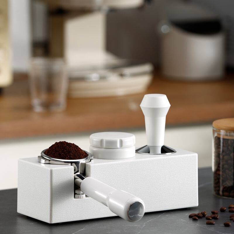 意式咖啡机压粉座51白色布粉器手柄收纳座磁吸防飞粉圈咖啡敲渣桶