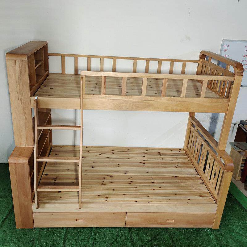 全实木儿童高低上下铺多功能组合带书架双层床家用子母床厂家