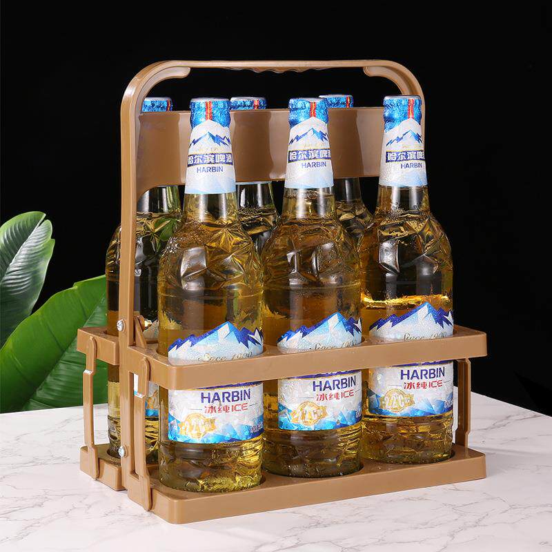 A5L提啤酒架筐塑料提篮ktv可折叠酒架便携式拎架6瓶装吧框红酒筐