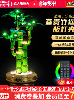 BrickBling适用于乐高10344富贵竹ICONS系列创意盆栽灯光组改装