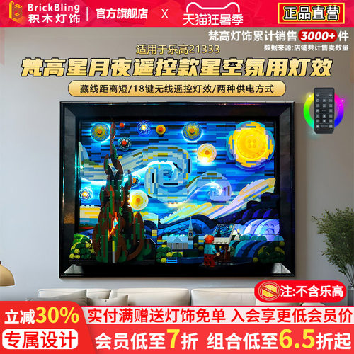 适用于乐高21333梵高灯光展示盒
