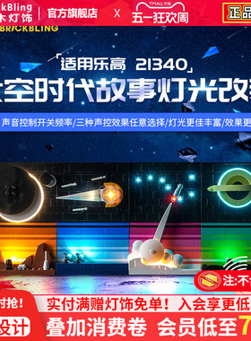 Brick Bling适用乐高灯饰21340太空系列展示盒时代故事明信片灯光