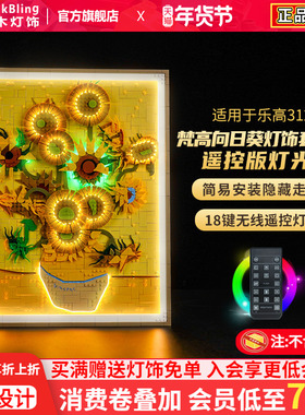 适用乐高梵高向日葵31215灯光艺术ART21333星月夜积木灯饰展示盒