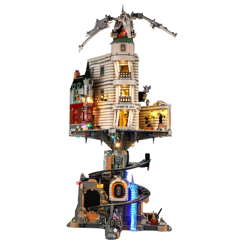 适用乐高古灵阁展示盒灯光76417巫师银行哈利波特积木灯饰配件柜