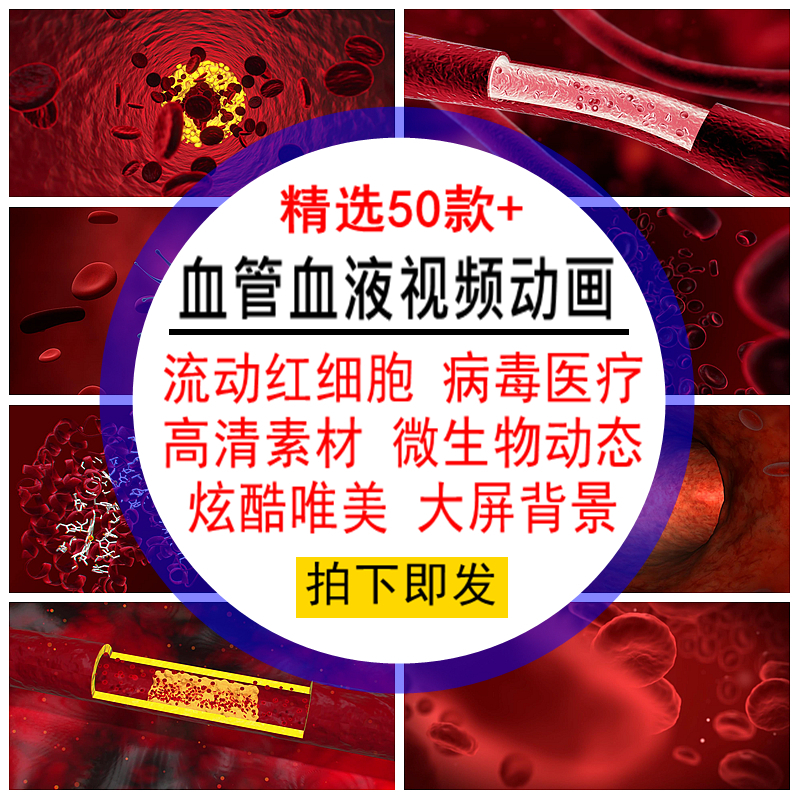 血管血液视频动画特效流动红细胞病毒医疗微生物炫酷唯美LED动态