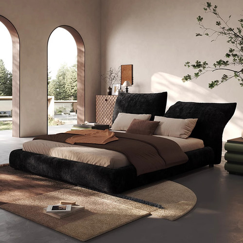 意式雪尼尔绒花瓣双人床