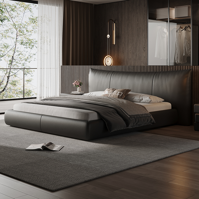 意式极简真皮宽屏主卧床